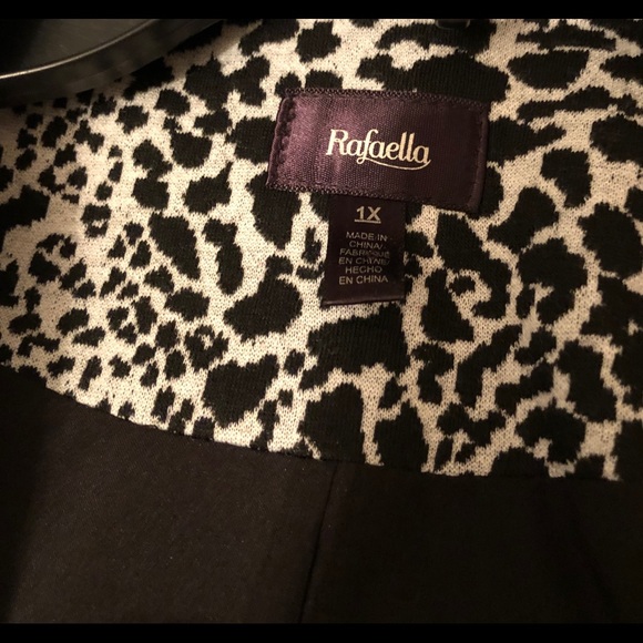 RAFAELLA Animal Print Black Open Cardigan 1X - Picture 3 of 3